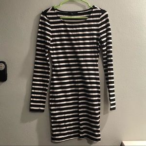 Black and white stripe body con dress